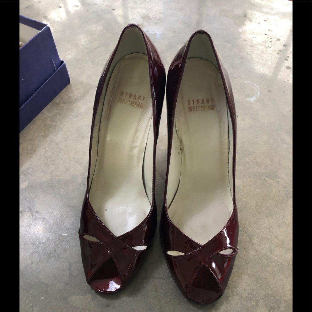 Stuart Weitzman Crimson Patent Leather Wedges